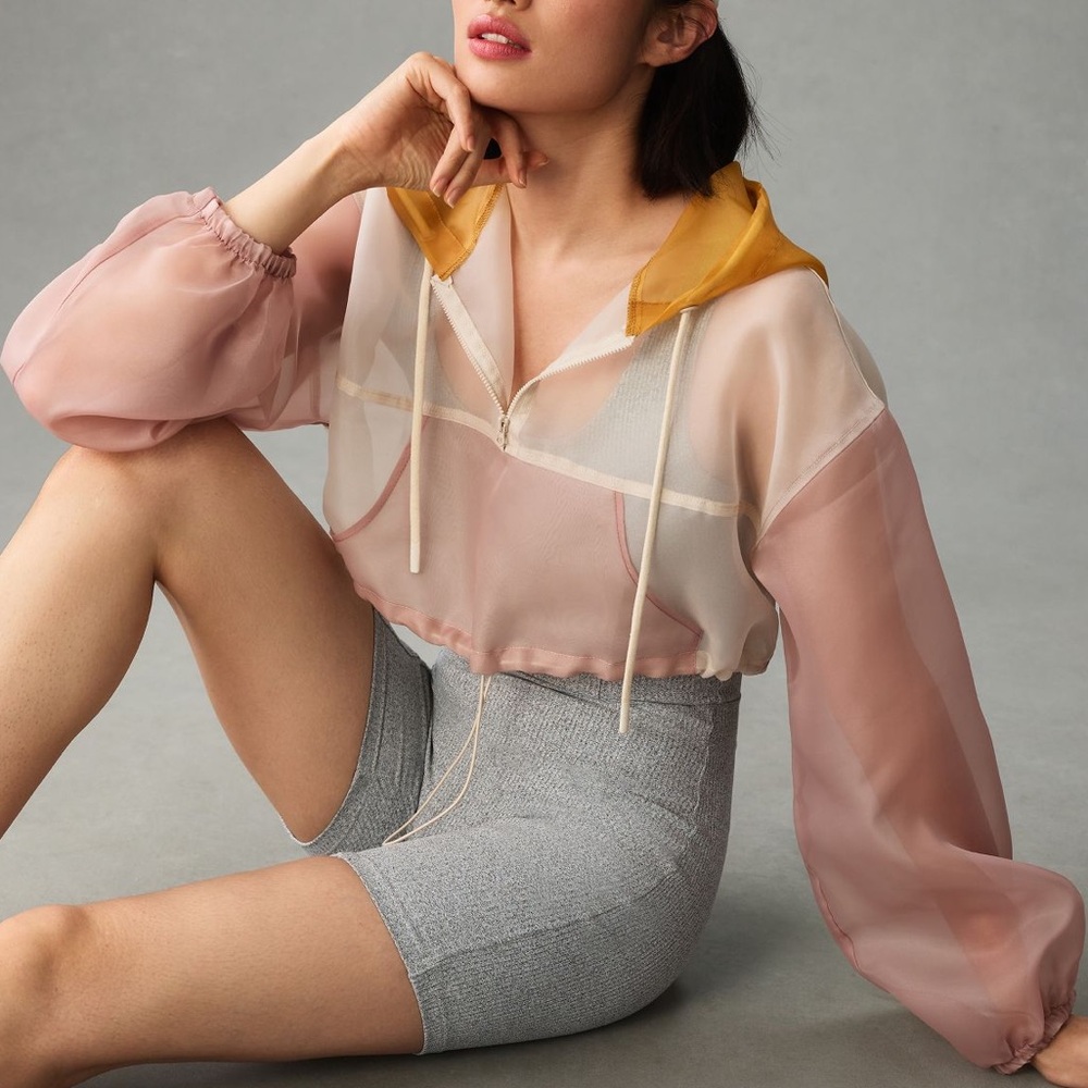 Sporty Sheer Cropped Hoodie via ANTHROPOLOGIE - Picture 6 of 9